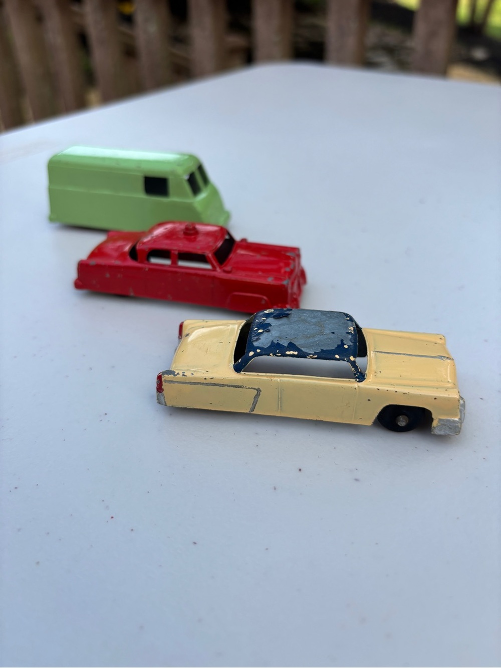 Vintage 1940’s Toy Car Set - Cream, Red & Green